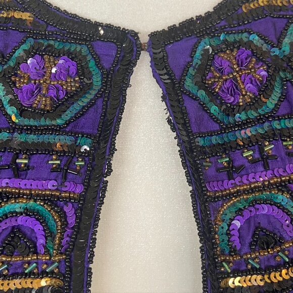 Niteline By Della Roufogati Silk and Sequin Jacket Sz S - Picture 7 of 13